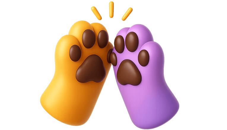 Wolfspfote, über der ein Herz schwebt